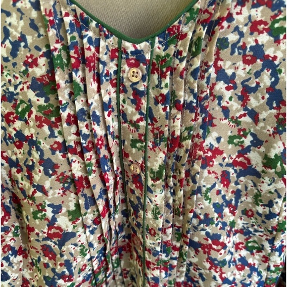 Woman Within Beige Floral Midi Dress Size 18W Short Sleeve V Neck Ruffle Hem - Picture 4 of 5